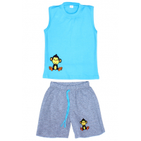 11-142104 "Monkey " комплект летний для мальчика, 1, 2, 4 года, бирюза 11-142104 "Monkey " комплект летний для мальчика, 1, 2, 4 года, бирюза