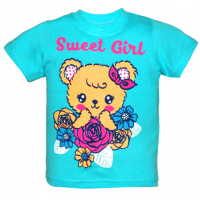 15-140213 "SWEET GIRL" Футболка, 1-4 года, бирюза 15-140213 "SWEET GIRL" Футболка, 1-4 года, бирюза