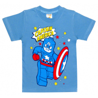 1401-14 "Capitain America" Футболка для мальчиков, 1-4 года, голубой 1401-14 "Capitain America" Футболка для мальчиков, 1-4 года, голубой
