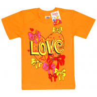 2602-04 "LOVE" футболка для девочек, 2-6 лет, морковный 2602-04 "LOVE" футболка для девочек, 2-6 лет, морковный