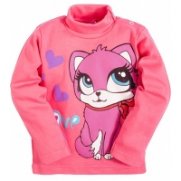 2562-2 "Котик" водолазка для девочек, 2-5 лет, интерлок, лососевый 2562-2 "Котик" водолазка для девочек, 2-5 лет, интерлок, лососевый