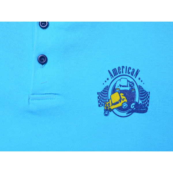 11-811701 Рубашка-поло, 8-11 лет, пике, бирюза\синий