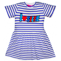 11-58807 "I Love Selfie" Платье в полоску, 5-8 лет, синий 11-58807 "I Love Selfie" Платье в полоску, 5-8 лет, синий